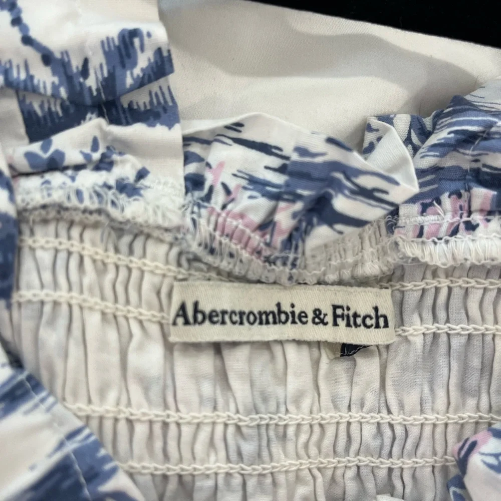 Abercrombie & Fitch Smocked Floral Blue, White, and Pink Maxi Dress